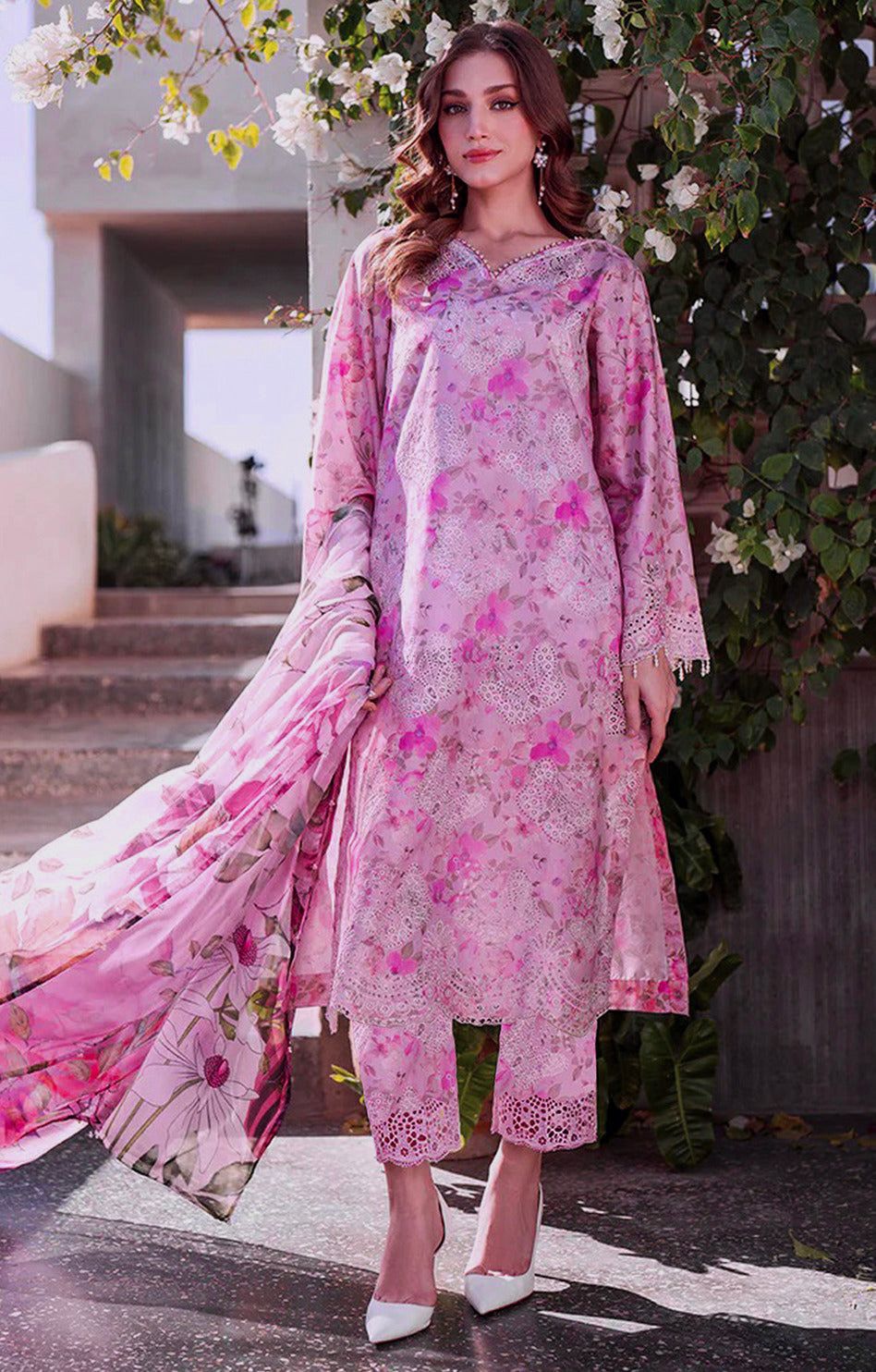 BAROOQUE Summer Lawn Suit | 3-Piece Printed & Chikankari Collection with Cutwork Dupatta f